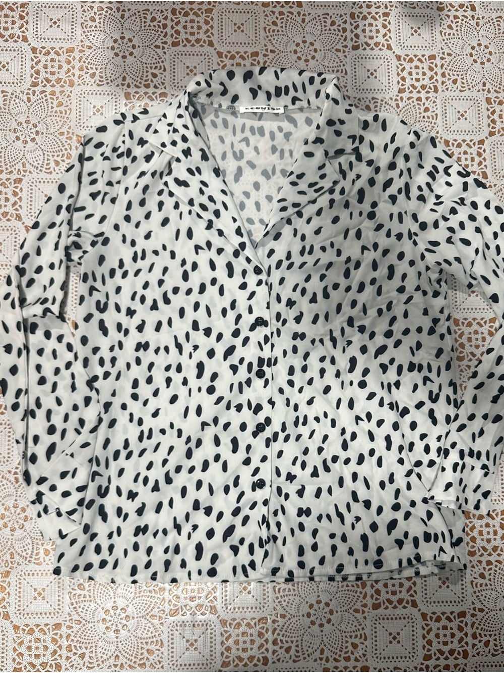 Ecowish Abstract Spot Print Button Front Blouse Women’s Medium